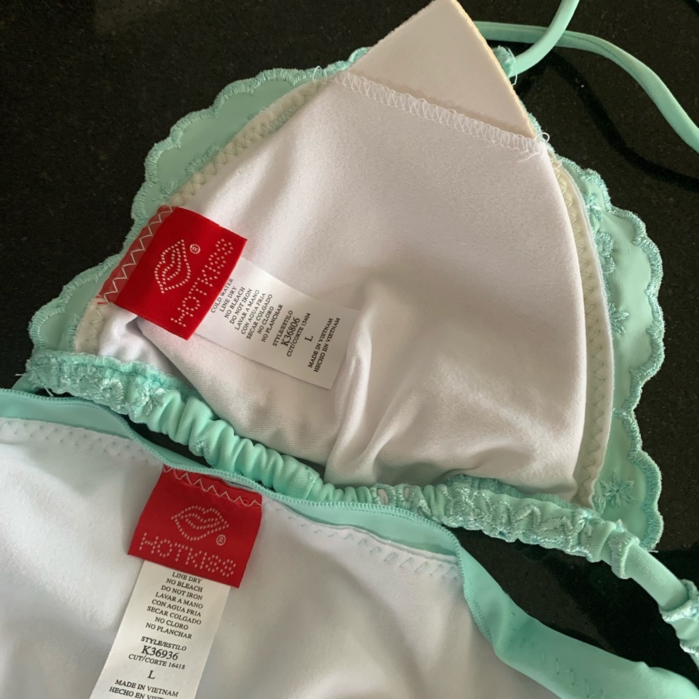 Vintage Hot Kiss tiffany blue beaded bikini set - Picture 5 of 8